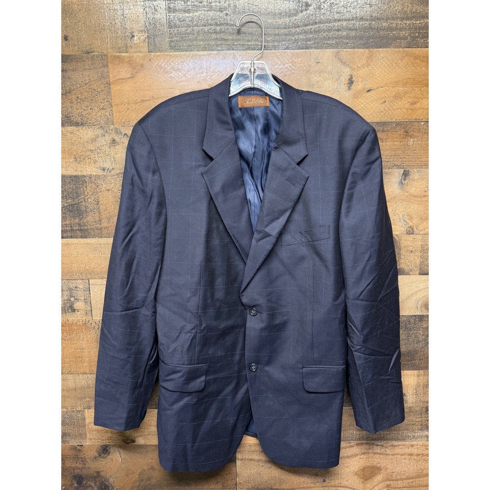 Tasso Elba Men's Dark Navy Windowpane Suit Jacket Blazer Size XL